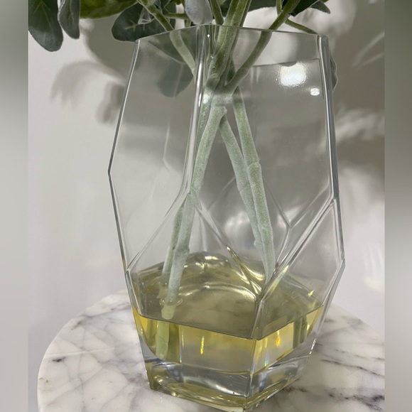 Leafy Velvet Faux Plant with Glass Vase - Picture 3 of 6